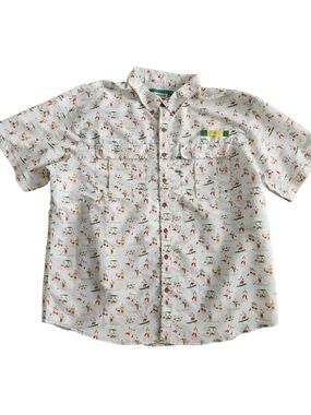 Magellan Laguna Madre Wrestler Fishing Shirt Men's 2XL White Vented Summer AOP